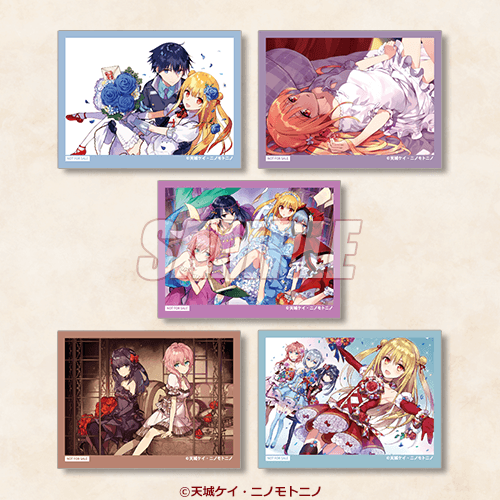 ミニブロマイド クーファ＆メリダ、メリダ ネグリジェ、メリダ＆エリーゼ＆ミュール＆サラシャ、ミュール＆サラシャ、メリダ＆エリーゼ＆ミュール＆サラシャ 花束