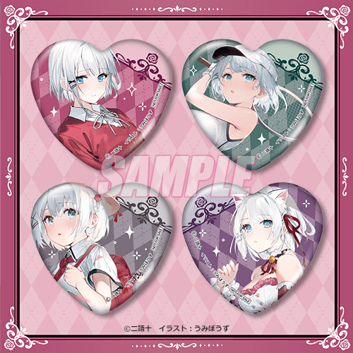 ハート缶バッジ 制服／テニス／子供／シエスタ（猫）